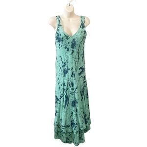 Nina Murati Womens Sm Sleeveless Cotton Gauze Bias Cut Midi Maxi Dress Pull On‎